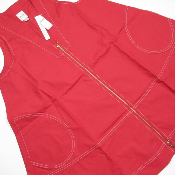 By Anthropologie Sleeveless V-Neck Swing Mini Tunic Dress Red Medium - Picture 4 of 7